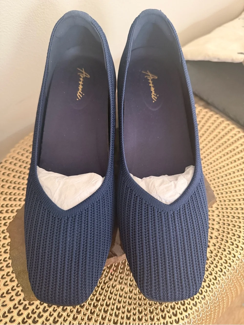 Arromic Knit Wedge Pump in Navy - Women's Comfortable Dress Wedge Size 8W